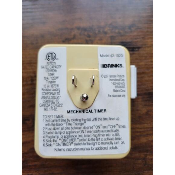 Brinks EZ-DIAL Timer Grounded 1-Outlet Analog Mechanical Indoor 42-1020 - works - Picture 3 of 3